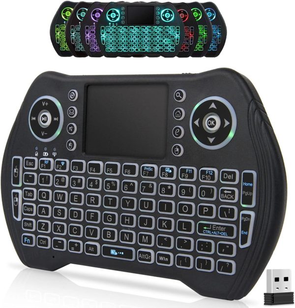 Backlit Mini Wireless Keyboard with Touchpad Mouse Combo Remote Control