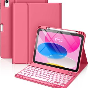 Hamile for Ipad 11Th 10Th Generation Case with Keyboard - 7 Colors Backlit