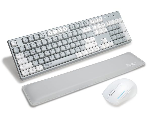 RECCAZR Wireless Keyboard and Mouse Combo with Wrist Rest, 2.4G