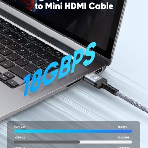 Highwings Mini HDMI to HDMI Cable 15FT, (4K 60Hz) High Speed HDMI to Mini HDMI