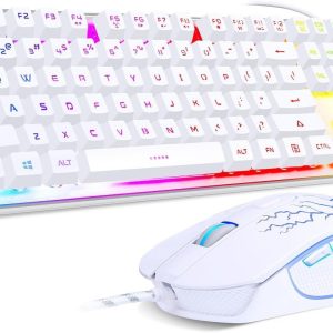 Gaming Keyboard and Mouse Combo, K1 RGB LED Backlit Keyboard with 104 Key for Pc