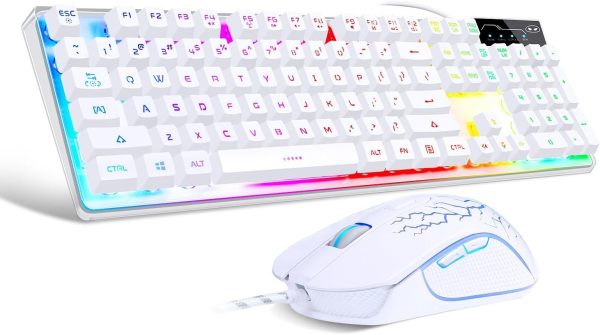 Gaming Keyboard and Mouse Combo, K1 RGB LED Backlit Keyboard with 104 Key for Pc