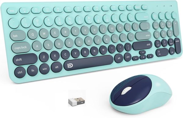 Wireless Keyboards and Mouse Combo - 2.4GHz USB Cordless, Cute Wireless Keybo...