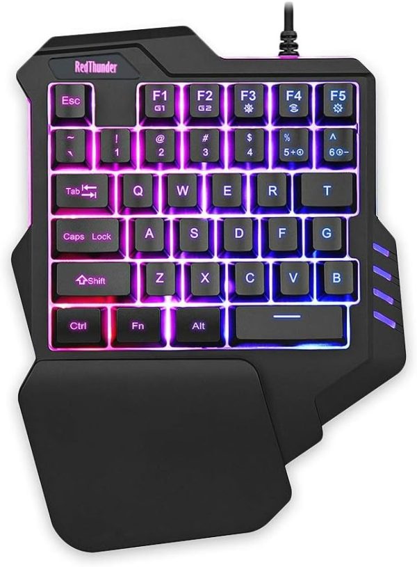 RedThunder One Handed Gaming Keyboard RGB Backlit 35 Keys Portable Mini Gaming