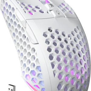 SOLAKAKA SM600 White Wireless Gaming Mouse,8000 DPI Tri-Modes BT5.1/Type-C Wired