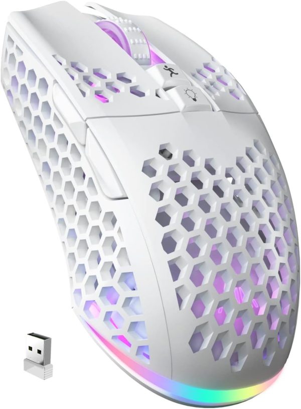 SOLAKAKA SM600 White Wireless Gaming Mouse,8000 DPI Tri-Modes BT5.1/Type-C Wired