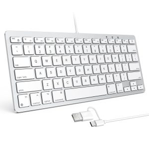 OMOTON Wired Keyboard for Mac with Dual Interface, Comfortable Typing Angle