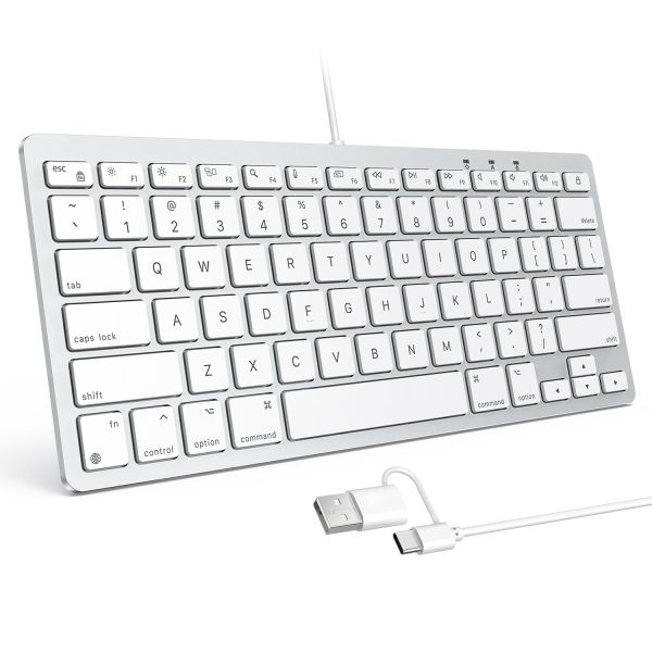 OMOTON Wired Keyboard for Mac with Dual Interface, Comfortable Typing Angle