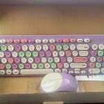 Retro Typewriter Wireless Keyboard with Round Keycaps, 2.4GHz Blue Colorful
