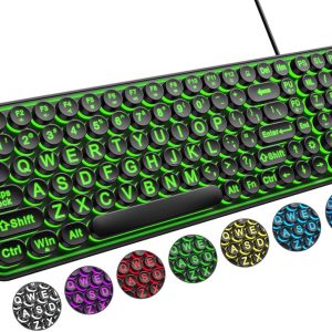 Large Print Backlit Keyboard, Wired USB Lighted Computer Keyboards with 7-Color