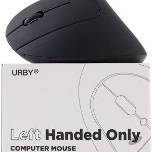 Left-Handed Black Ergonomic Vertical Wireless Mouse 6 Buttons Rechargeable
