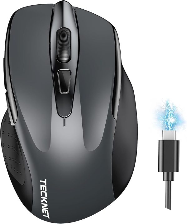 TECKNET Wireless Mouse 2.4G & BT5.0/3.0 Silent Mouse 4800 DPI Computer Mouse ...
